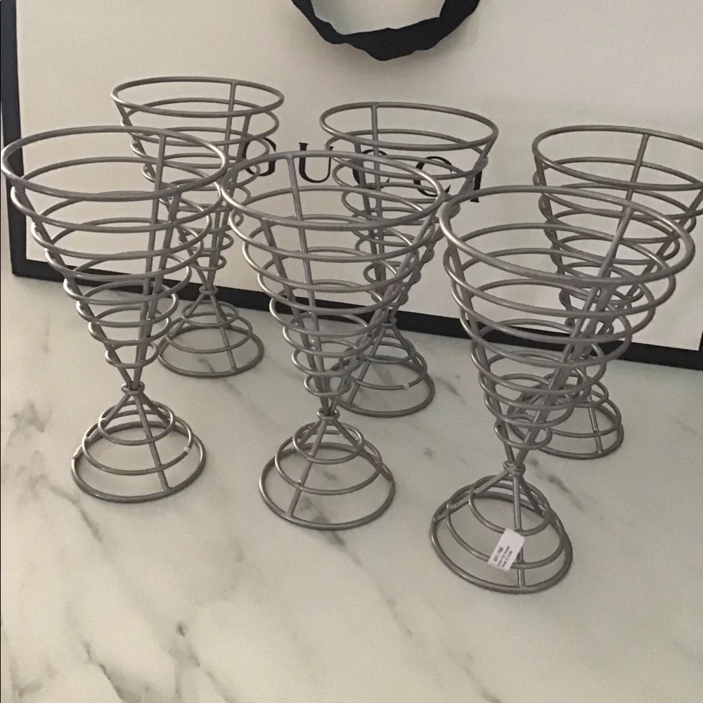 6 Crate & Barrel French fry holders metal
